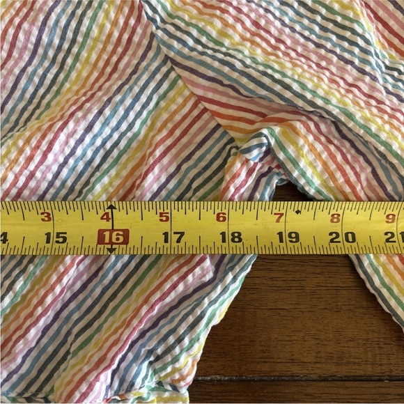 J Crew Womens V Neck Peplum Shirt In Rainbow Seersucker Size 14 - Picture 5 of 14